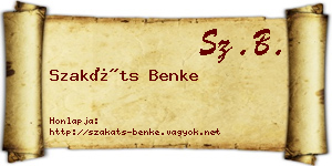 Szakáts Benke névjegykártya